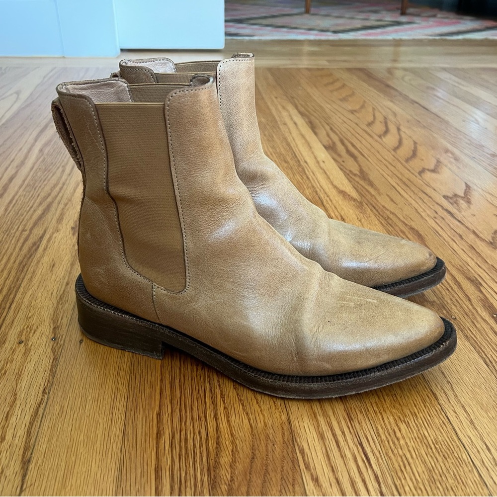 Either/Or Tan Leather Western Style Chelsea Boots